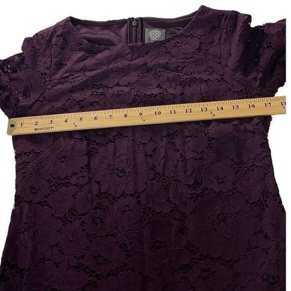 Vince Camuto‎ Flounce Bell Sleeves Plum Lace Shift Dress Dark Purple Size 4 New - Picture 3 of 12